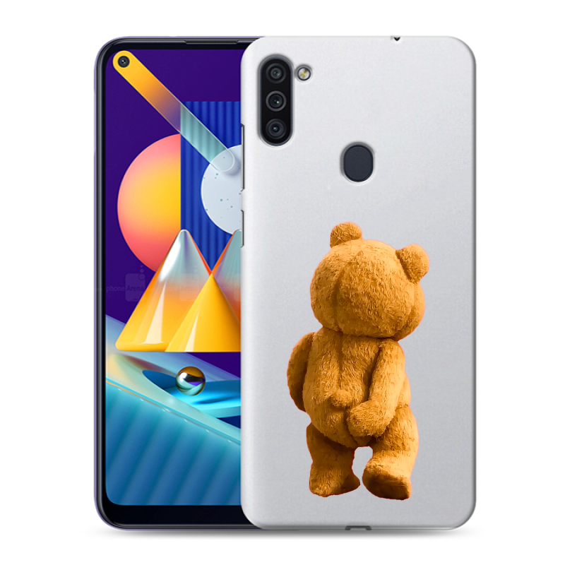 Силиконовый противоударный чехол на Samsung Galaxy M11 с принтом Медведь Силиконовый противоударный чехол на Samsung Galaxy M11 с принтом Медведь