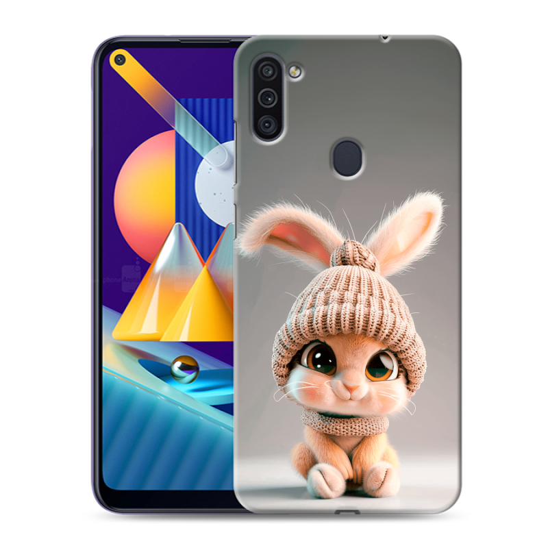 Силиконовый противоударный чехол на Samsung Galaxy M11 с принтом Кролик Силиконовый противоударный чехол на Samsung Galaxy M11 с принтом Кролик