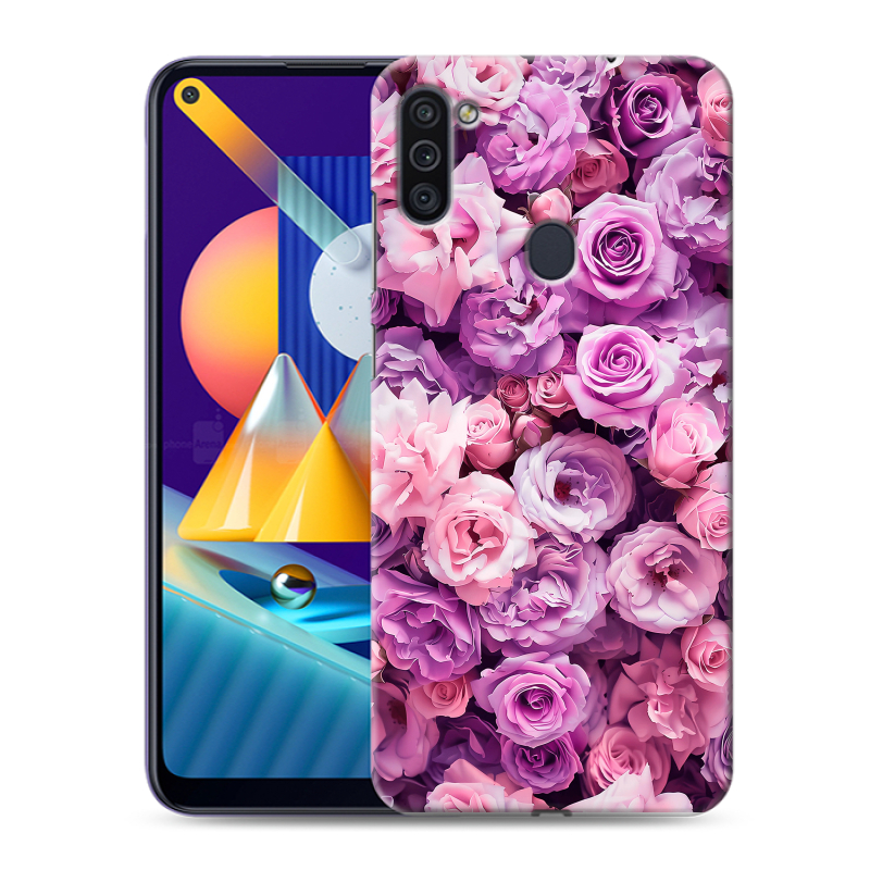 Силиконовый чехол на Samsung Galaxy M11 с принтом лавандовые розы Силиконовый чехол на Samsung Galaxy M11 с принтом лавандовые розы