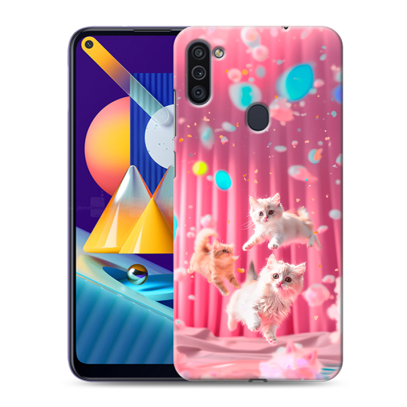 Пластиковый чехол на Samsung Galaxy M11 с принтом милые котики Пластиковый чехол на Samsung Galaxy M11 с принтом милые котики