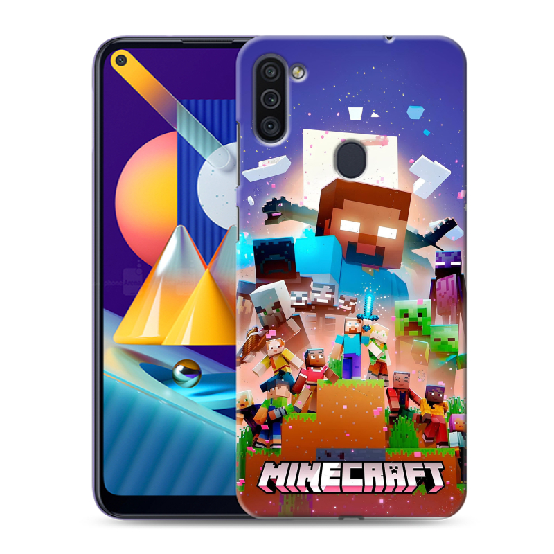 Силиконовый противоударный чехол на Samsung Galaxy M11 с принтом Майнкрафт Minecraft Силиконовый противоударный чехол на Samsung Galaxy M11 с принтом Майнкрафт Minecraft