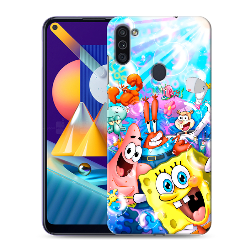 Пластиковый чехол на Samsung Galaxy M11 с принтом спанчбоб спанч боб Пластиковый чехол на Samsung Galaxy M11 с принтом спанчбоб спанч боб