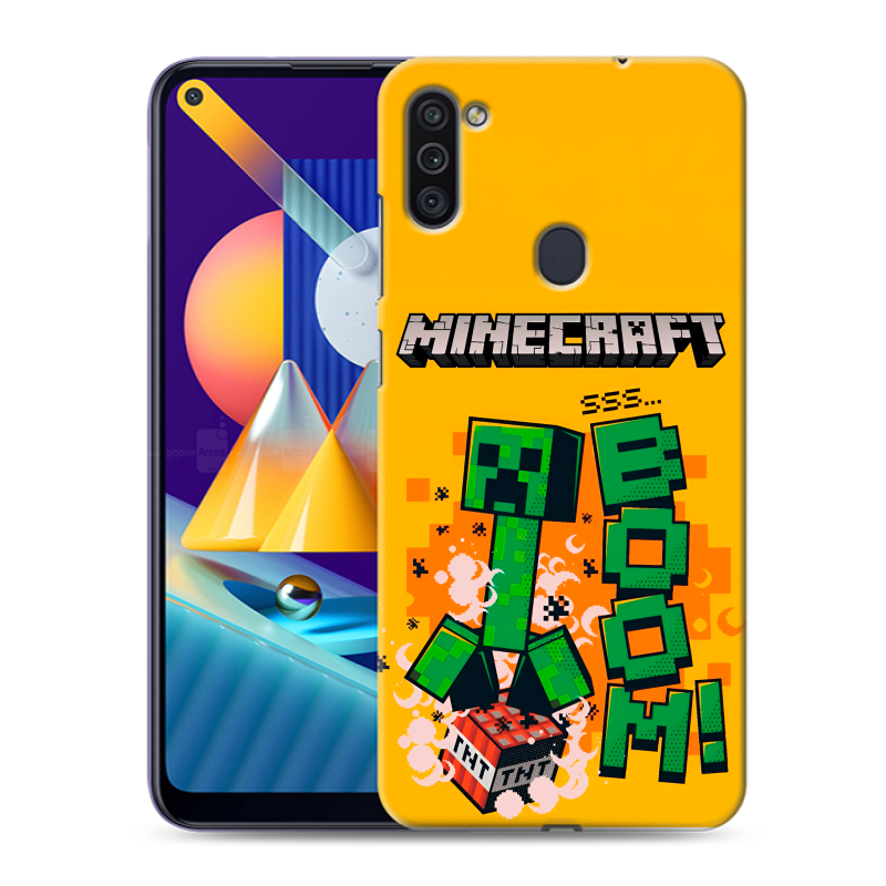 Силиконовый чехол на Samsung Galaxy M11 с принтом Майнкрафт Minecraft Силиконовый чехол на Samsung Galaxy M11 с принтом Майнкрафт Minecraft