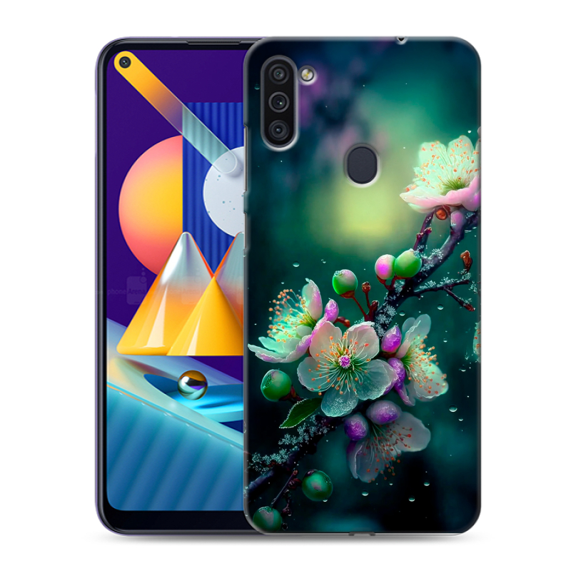 Пластиковый чехол на Samsung Galaxy M11 с принтом Цветы и мрамор Пластиковый чехол на Samsung Galaxy M11 с принтом Цветы и мрамор