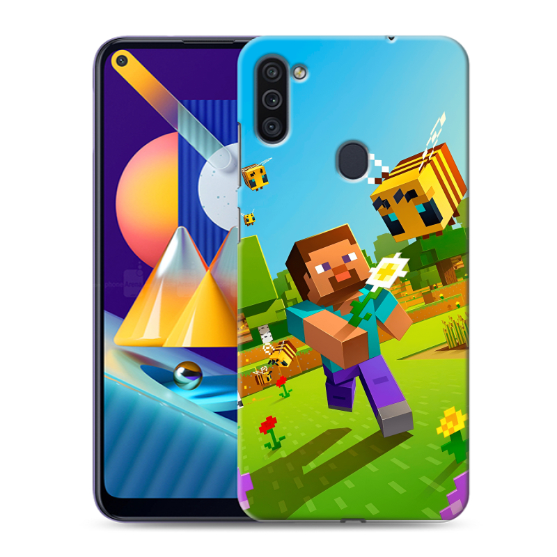 Силиконовый чехол на Samsung Galaxy M11 с принтом Майнкрафт Minecraft Силиконовый чехол на Samsung Galaxy M11 с принтом Майнкрафт Minecraft