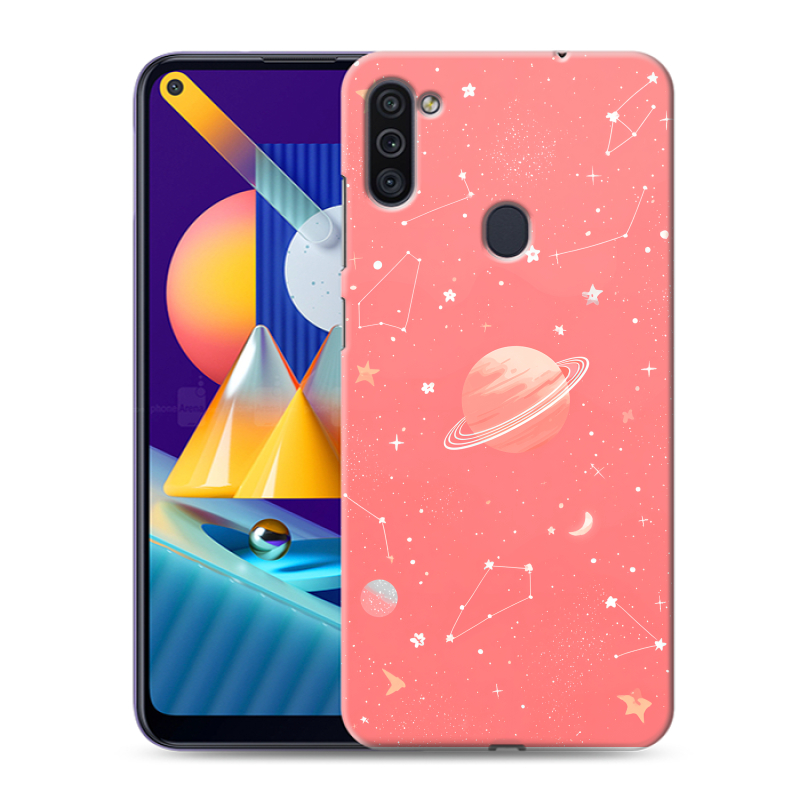 Силиконовый противоударный чехол на Samsung Galaxy M11 с принтом Розовый космос Силиконовый противоударный чехол на Samsung Galaxy M11 с принтом Розовый космос