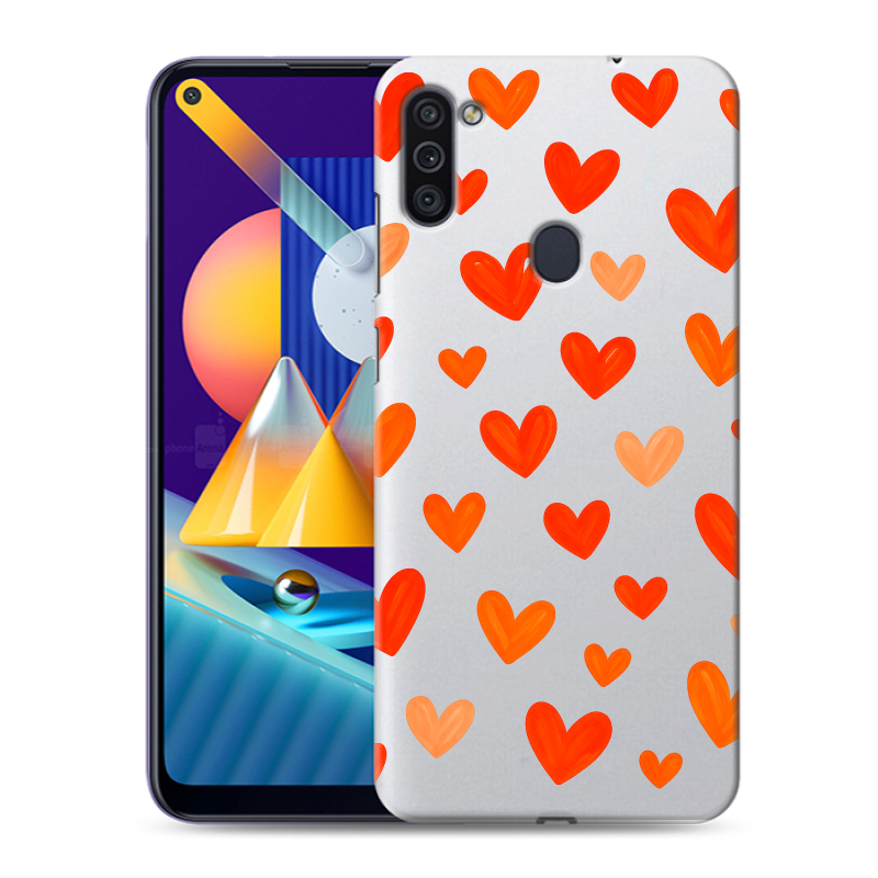 Силиконовый чехол на Samsung Galaxy M11 с принтом Сердечки Силиконовый чехол на Samsung Galaxy M11 с принтом Сердечки