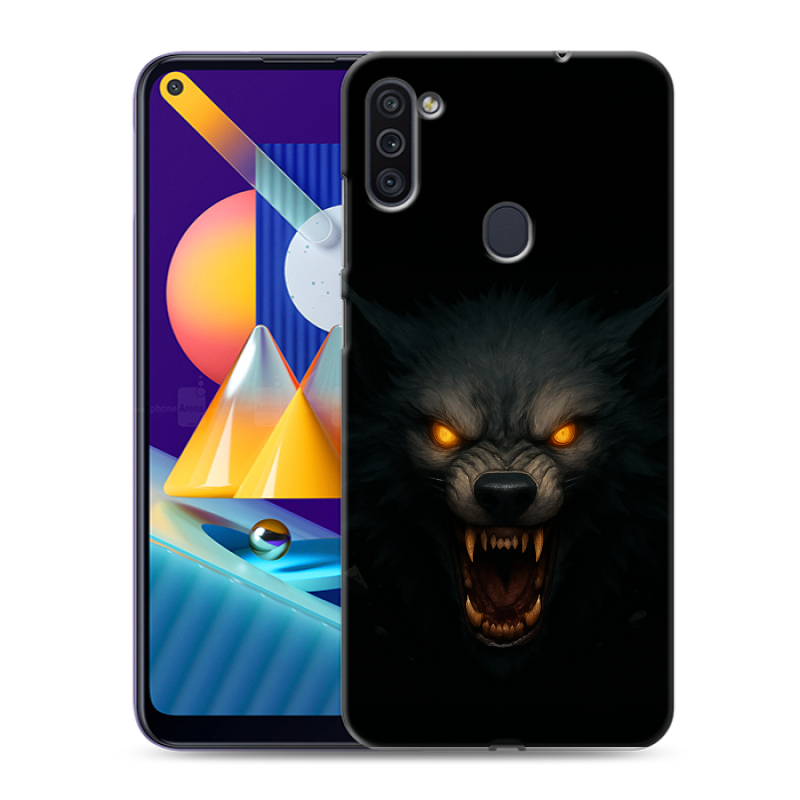 Силиконовый противоударный чехол на Samsung Galaxy M11 с принтом Волк Силиконовый противоударный чехол на Samsung Galaxy M11 с принтом Волк