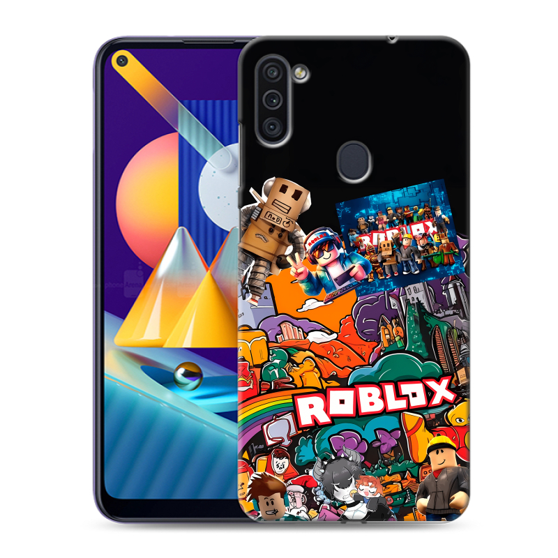 Силиконовый противоударный чехол на Samsung Galaxy M11 с принтом Roblox Роблокс Силиконовый противоударный чехол на Samsung Galaxy M11 с принтом Roblox Роблокс