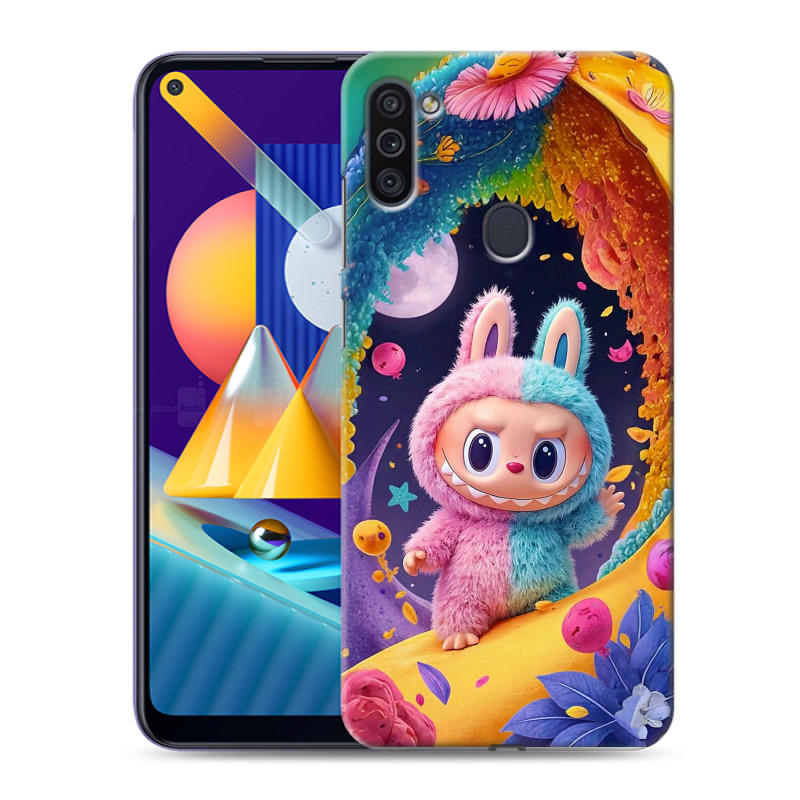Пластиковый чехол на Samsung Galaxy M11 с принтом Labubu Лабубу Пластиковый чехол на Samsung Galaxy M11 с принтом Labubu Лабубу