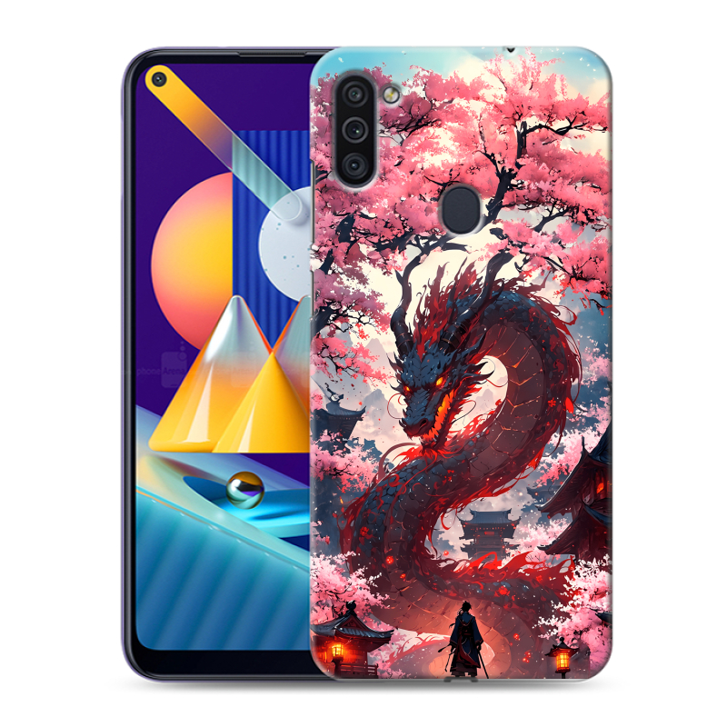 Силиконовый чехол на Samsung Galaxy M11 с принтом Дракон Японский Силиконовый чехол на Samsung Galaxy M11 с принтом Дракон Японский