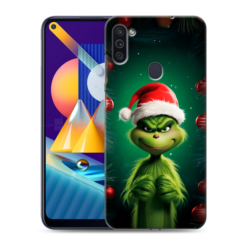 Силиконовый чехол на Samsung Galaxy M11 с принтом Гринч Новый год Рождество Силиконовый чехол на Samsung Galaxy M11 с принтом Гринч Новый год Рождество