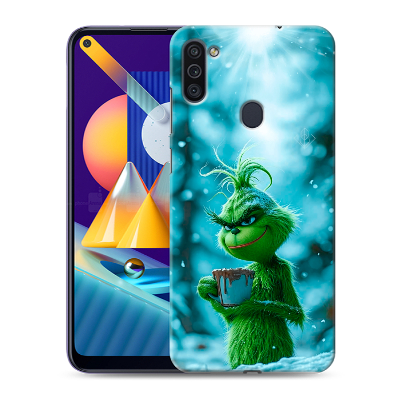 Силиконовый чехол на Samsung Galaxy M11 с принтом Новый год гринч Силиконовый чехол на Samsung Galaxy M11 с принтом Новый год гринч