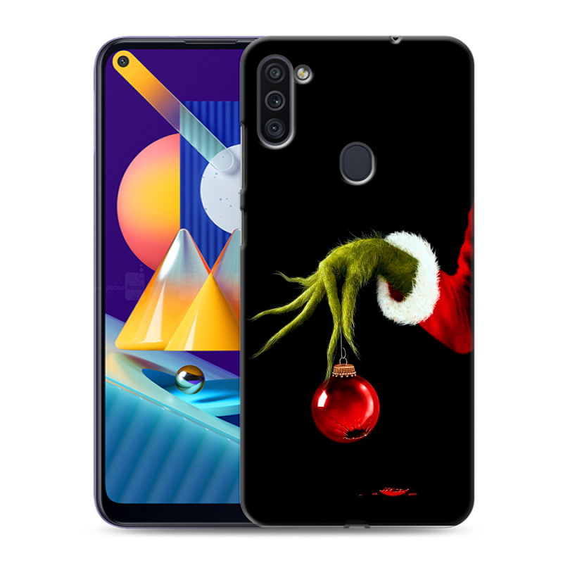 Силиконовый чехол на Samsung Galaxy M11 с принтом Новый год Гринч Силиконовый чехол на Samsung Galaxy M11 с принтом Новый год Гринч