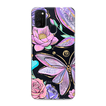 Силиконовый чехол на Samsung Galaxy M21 с принтом Бабочки и цветы Силиконовый чехол на Samsung Galaxy M21 с принтом Бабочки и цветы