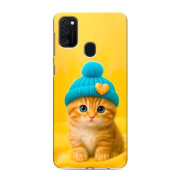 Силиконовый чехол на Samsung Galaxy M21 с принтом Котенок в шапке Силиконовый чехол на Samsung Galaxy M21 с принтом Котенок в шапке