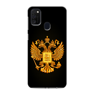 Силиконовый чехол на Samsung Galaxy M21 с принтом Герб России желтый Силиконовый чехол на Samsung Galaxy M21 с принтом Герб России желтый