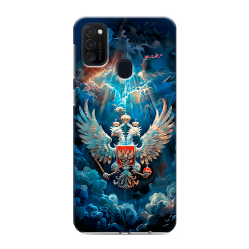 Силиконовый чехол на Samsung Galaxy M21 с принтом Герб флаг России Силиконовый чехол на Samsung Galaxy M21 с принтом Герб флаг России