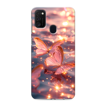 Силиконовый чехол на Samsung Galaxy M21 с принтом бабочки розовые Силиконовый чехол на Samsung Galaxy M21 с принтом бабочки розовые