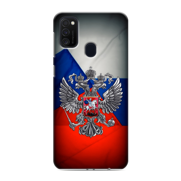 Силиконовый чехол на Samsung Galaxy M21 с принтом Флаг России Силиконовый чехол на Samsung Galaxy M21 с принтом Флаг России