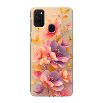 Силиконовый чехол на Samsung Galaxy M21 с принтом Цветы и бабочки Силиконовый чехол на Samsung Galaxy M21 с принтом Цветы и бабочки