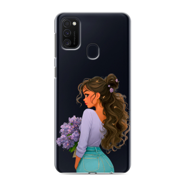 Силиконовый чехол на Samsung Galaxy M21 с принтом девушка цветы Силиконовый чехол на Samsung Galaxy M21 с принтом девушка цветы