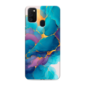 Силиконовый чехол на Samsung Galaxy M21 с принтом Мрамор блестки Силиконовый чехол на Samsung Galaxy M21 с принтом Мрамор блестки