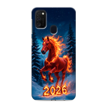 Силиконовый чехол на Samsung Galaxy M21 с принтом Новый год коня Силиконовый чехол на Samsung Galaxy M21 с принтом Новый год коня