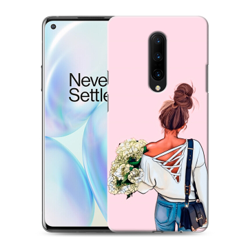 Силиконовый чехол на OnePlus 8 с принтом Девушка и букет Силиконовый чехол на OnePlus 8 с принтом Девушка и букет