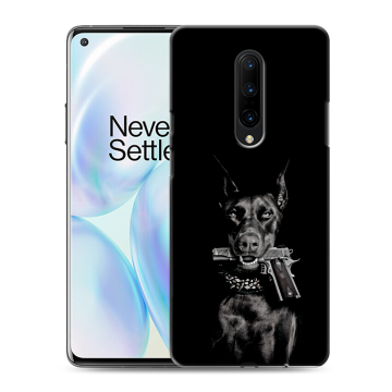 Силиконовый чехол на OnePlus 8 с принтом Доберман и пистолет Силиконовый чехол на OnePlus 8 с принтом Доберман и пистолет