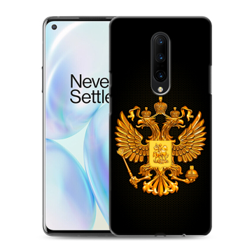 Силиконовый чехол на OnePlus 8 с принтом Герб России желтый