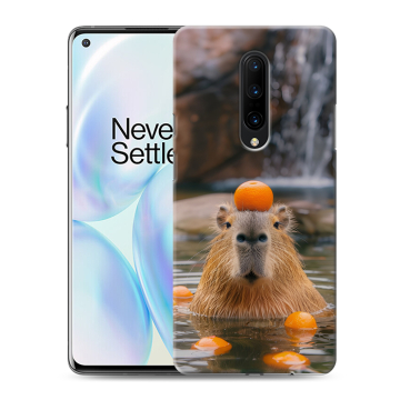 Силиконовый чехол на OnePlus 8 с принтом Капибара с апельсином