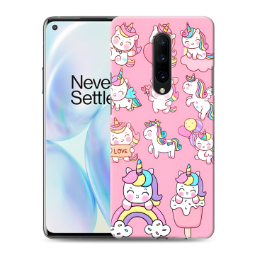 Силиконовый чехол на OnePlus 8 с принтом Единороги и радуга