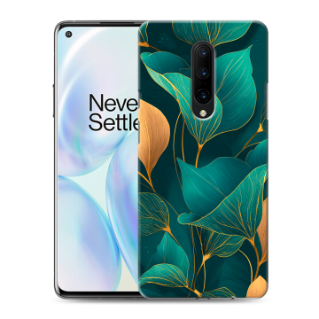 Силиконовый чехол на OnePlus 8 с принтом Листья и золото