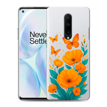 Силиконовый чехол на OnePlus 8 с принтом цветы бабочки