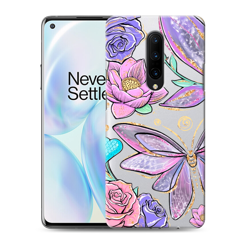 Силиконовый чехол на OnePlus 8 с принтом Бабочки и цветы Силиконовый чехол на OnePlus 8 с принтом Бабочки и цветы