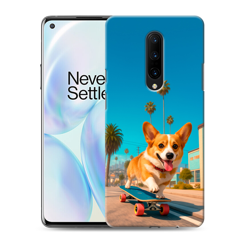 Силиконовый чехол на OnePlus 8 с принтом Корги на скейте Силиконовый чехол на OnePlus 8 с принтом Корги на скейте