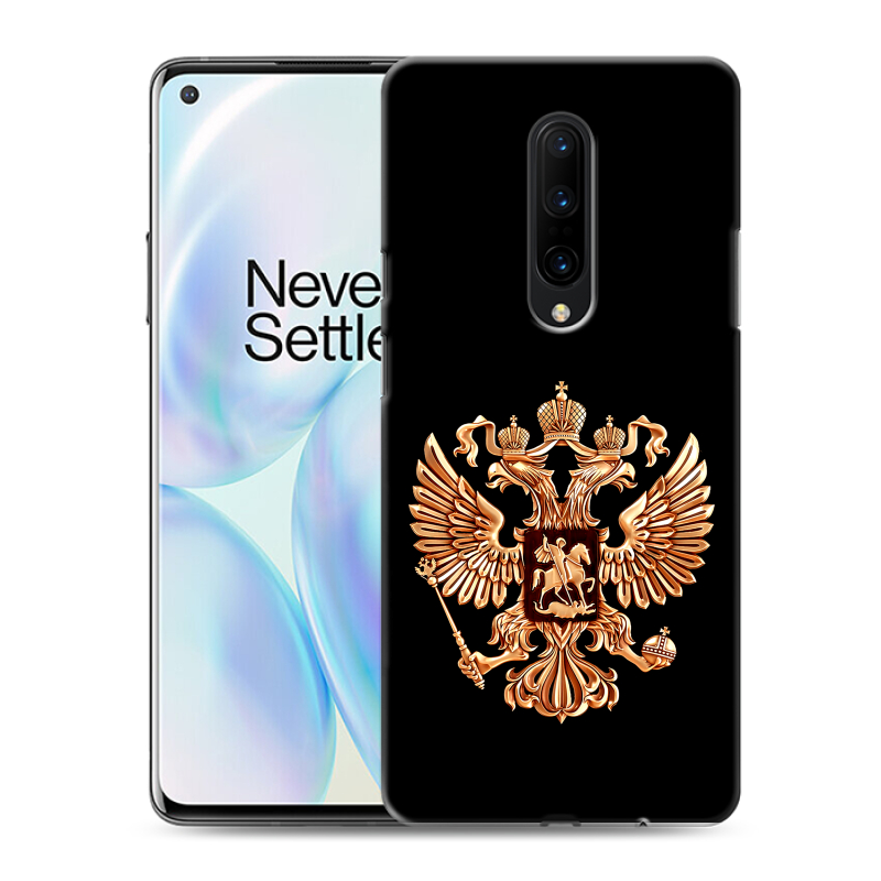 Силиконовый противоударный чехол на OnePlus 8 с принтом Герб России золотой Силиконовый противоударный чехол на OnePlus 8 с принтом Герб России золотой