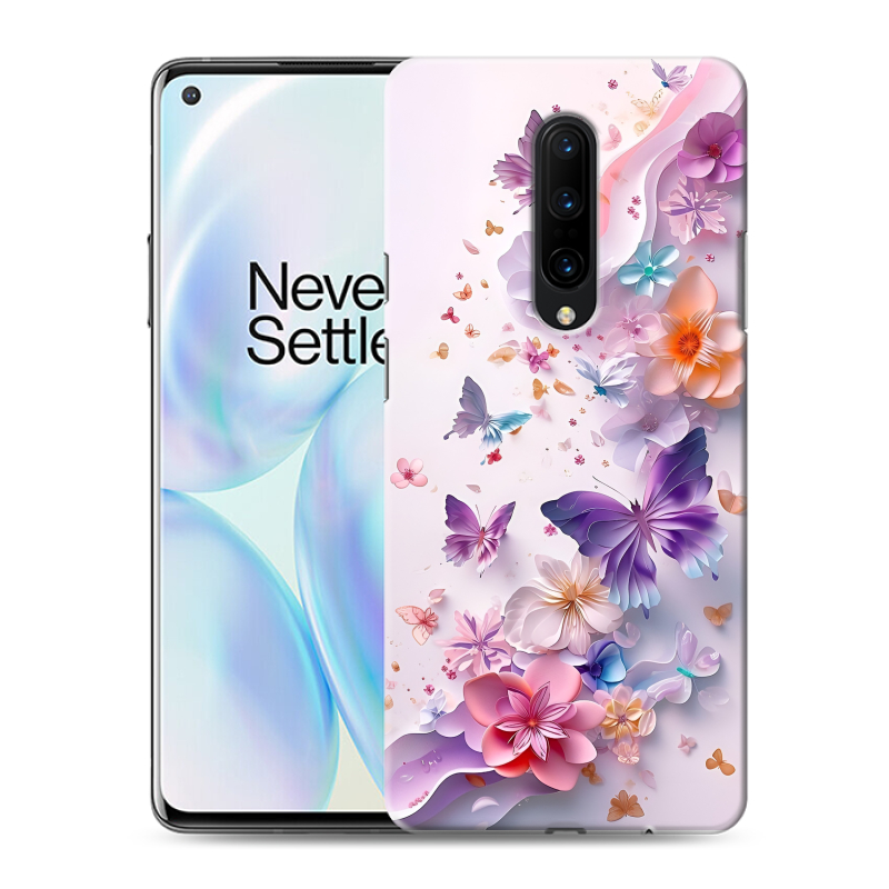 Силиконовый противоударный чехол на OnePlus 8 с принтом цветы бабочки Силиконовый противоударный чехол на OnePlus 8 с принтом цветы бабочки