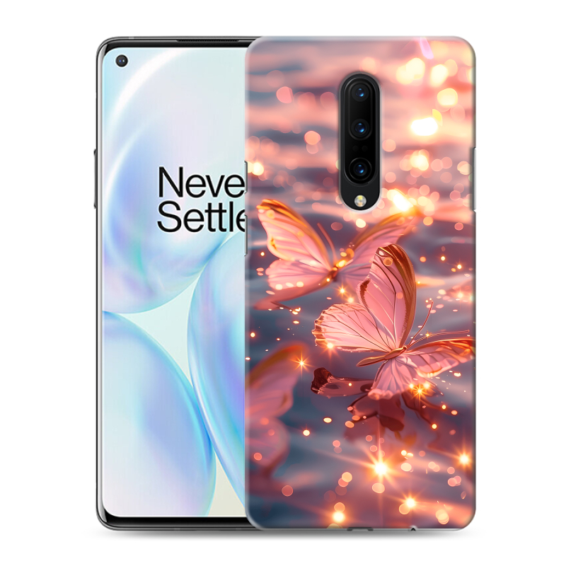 Силиконовый противоударный чехол на OnePlus 8 с принтом бабочки розовые Силиконовый противоударный чехол на OnePlus 8 с принтом бабочки розовые