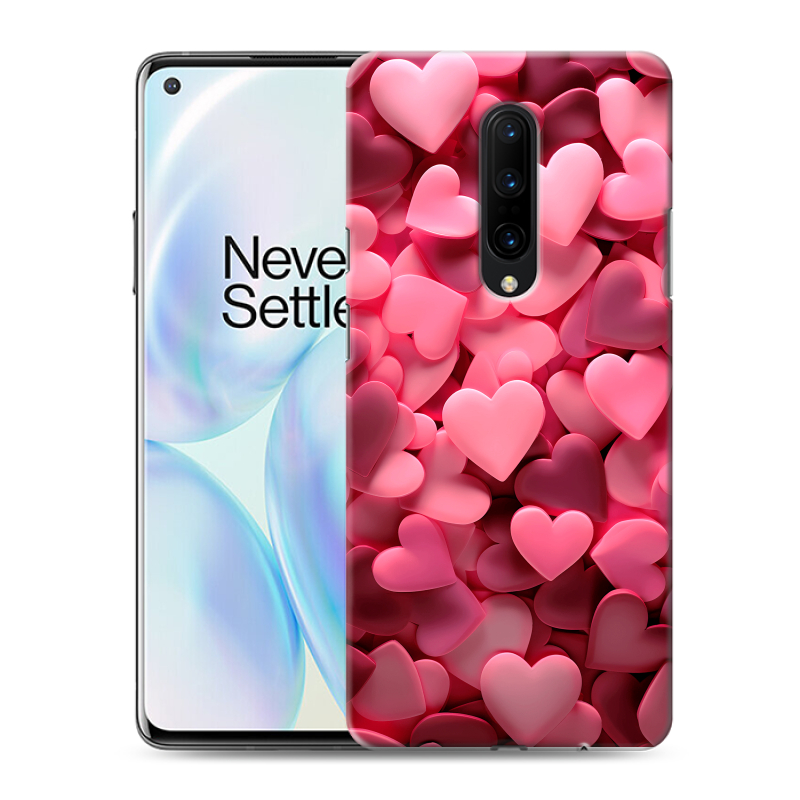 Силиконовый чехол на OnePlus 8 с принтом розовые сердечки Силиконовый чехол на OnePlus 8 с принтом розовые сердечки