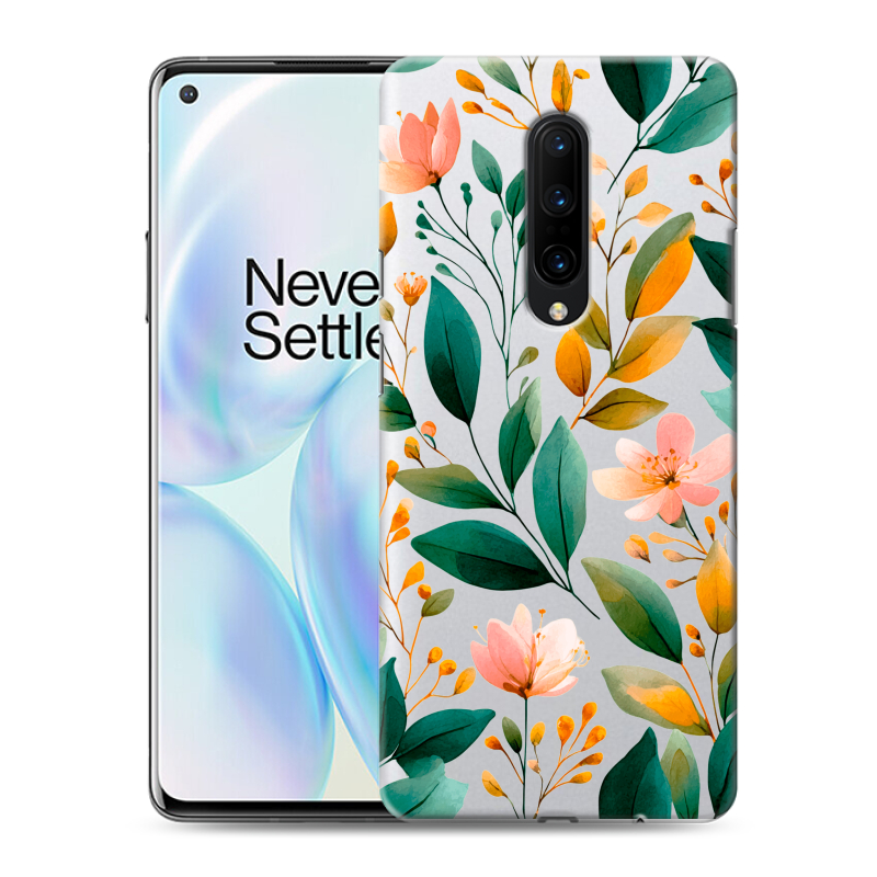 Пластиковый чехол на OnePlus 8 с принтом Цветы паттерн Пластиковый чехол на OnePlus 8 с принтом Цветы паттерн
