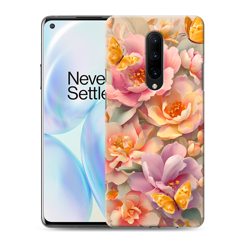 Силиконовый противоударный чехол на OnePlus 8 с принтом Цветы и бабочки Силиконовый противоударный чехол на OnePlus 8 с принтом Цветы и бабочки