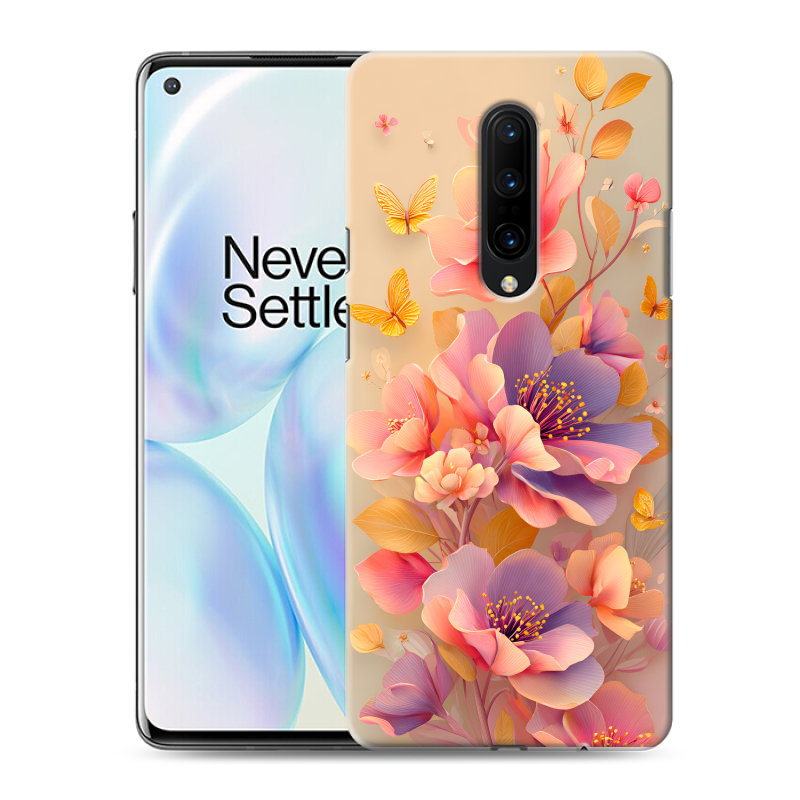 Силиконовый противоударный чехол на OnePlus 8 с принтом Цветы и бабочки Силиконовый противоударный чехол на OnePlus 8 с принтом Цветы и бабочки