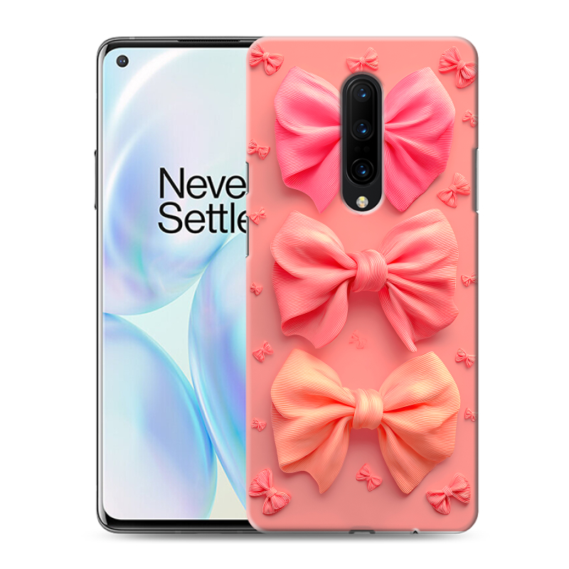 Пластиковый чехол на OnePlus 8 с принтом Розовые бантики Пластиковый чехол на OnePlus 8 с принтом Розовые бантики