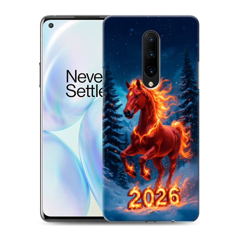 Силиконовый чехол на OnePlus 8 с принтом Новый год коня Силиконовый чехол на OnePlus 8 с принтом Новый год коня