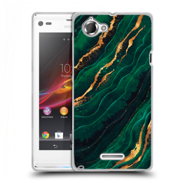 Силиконовый чехол на Sony Xperia L с принтом Мрамор зеленое золото