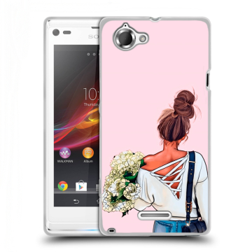 Силиконовый чехол на Sony Xperia L с принтом Девушка и букет