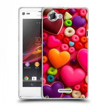 Силиконовый чехол на Sony Xperia L с принтом Сердечки