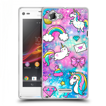 Силиконовый чехол на Sony Xperia L с принтом Единороги